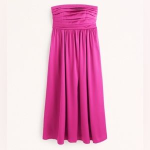 Abercrombie Emerson Ruched Strapless Midi Dress Hot Pink XXS NWT
